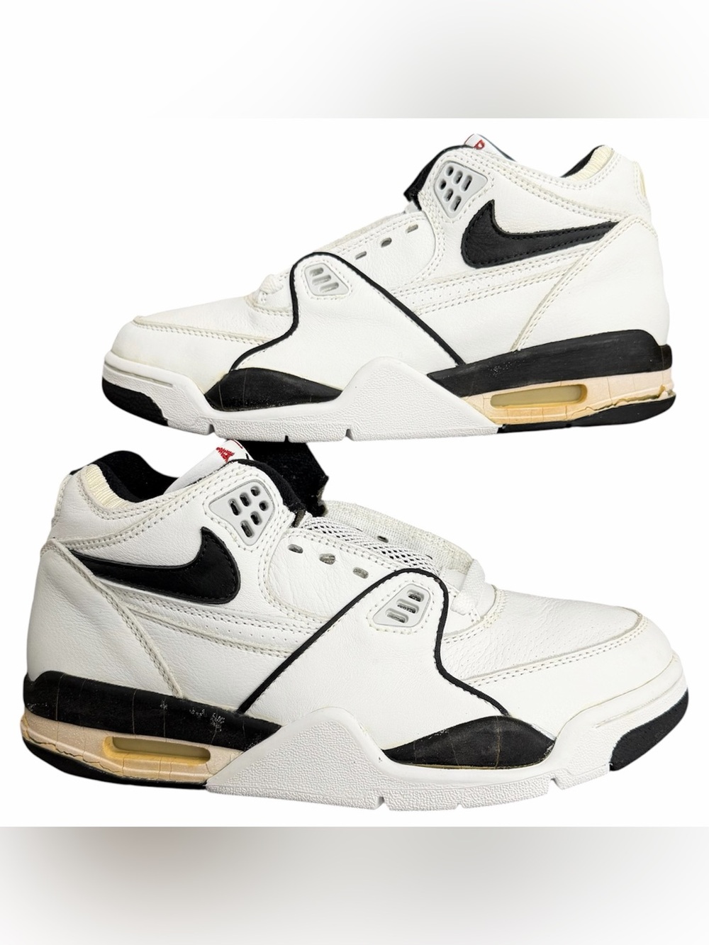 Vintage 90s Nike Air Flight 89 White Black & Varsity Red 1999 Sneakers Size 7